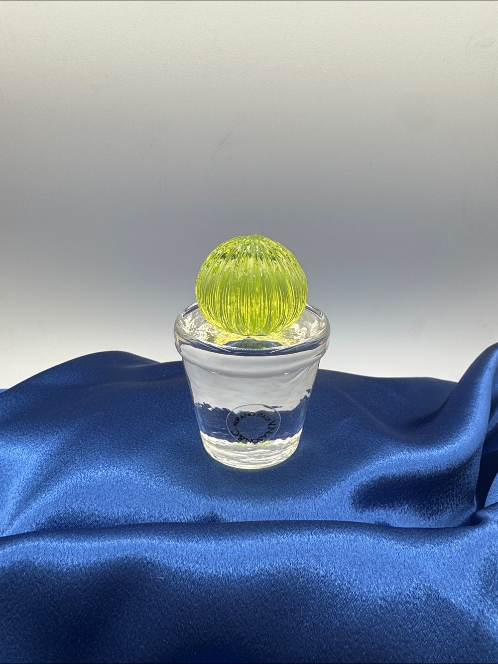 Vintage Murano art glass paperweight, signed V. Nason; “Pot with a cactus” (?)